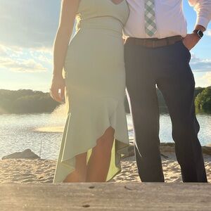 Windsor Green Sheath Dress Asymmetrical V-Neck Sleeveless